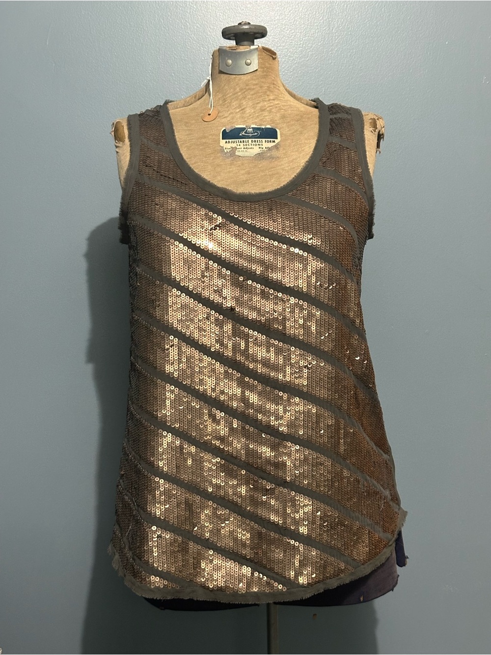 Ann Taylor LOFT Metallic Bronze Sequin Tank top - Medium